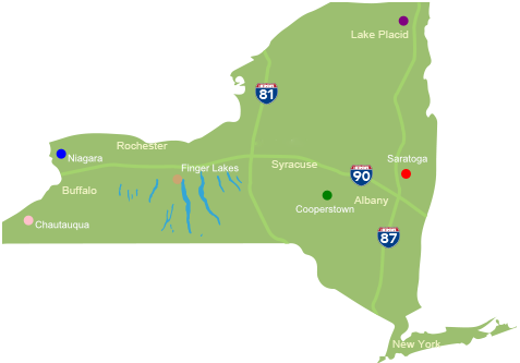 NY Golf Trail Map of NY State